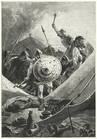 Angrep på en maurisk leir (gravering) av Alphonse Marie de (after) Neuville