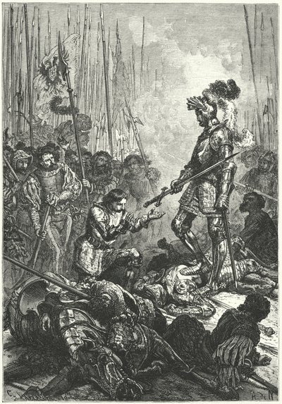Frans I av Frankrike ble tatt til fange i slaget ved Pavia av Alphonse Marie de (after) Neuville