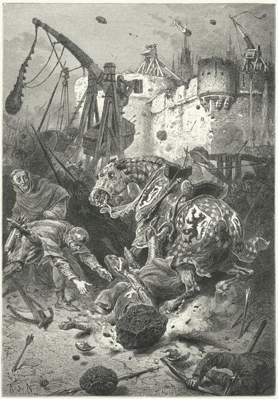 Simon de Montforts død ved beleiringen av Toulouse av Alphonse Marie de (after) Neuville
