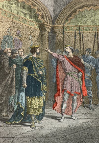 Adalbert, greve av marsjen, utfordrer Hugh Capet, som gjorde deg til konge (gravering) av Alphonse Marie de Neuville
