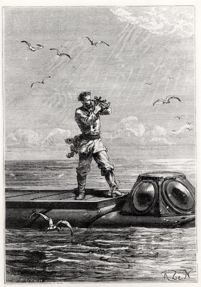 Kaptein Nemo på toppen av Nautilus, fra 