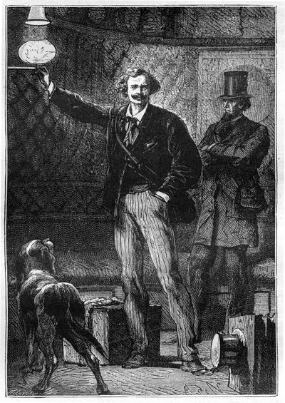Illustrasjon av boken "Around the Moon" av Jules Verne, Hetzel-utgaven - Les voyages extraordinaire av Alphonse Marie de Neuville