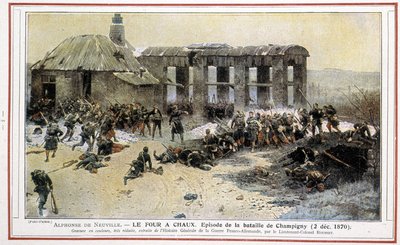 Le oven à Chaux - Episode of the Battle of Champigny (02/12/1870) by Alphonse de Neuville. Engraved by Lieutenant Colonel Rousset from “General History of the German Franco War”. av Alphonse Marie de Neuville