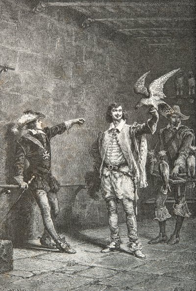 Ludvig 13, seksten år gammel, med sin favoritt, hertugen av Luynes (gravering) av Alphonse Marie de Neuville