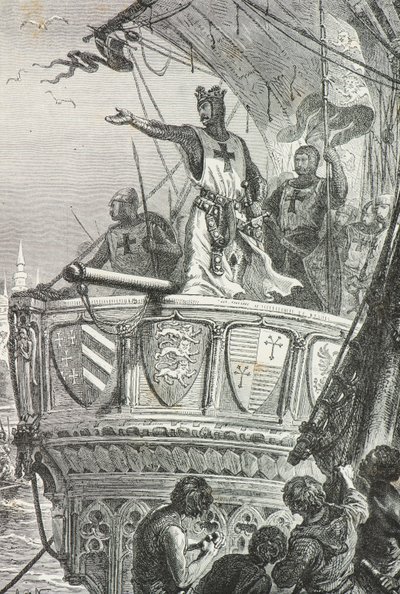 Rikard Løvehjerte forlater Det hellige land i 1192 (gravering) av Alphonse Marie de Neuville