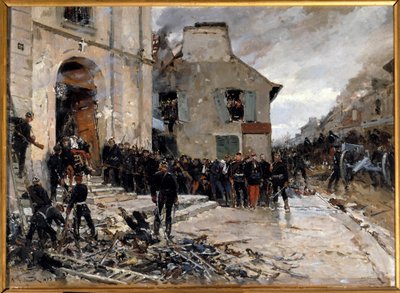 Krig 1870-1871 og beleiring av Paris av prøysserne: "" Le combat du Bourget, 30/10/1870"" Maleri av Alphonse de Neuville (1835-1885) 1873 Søn. 0,57x0,79 m. Paris, Musee d