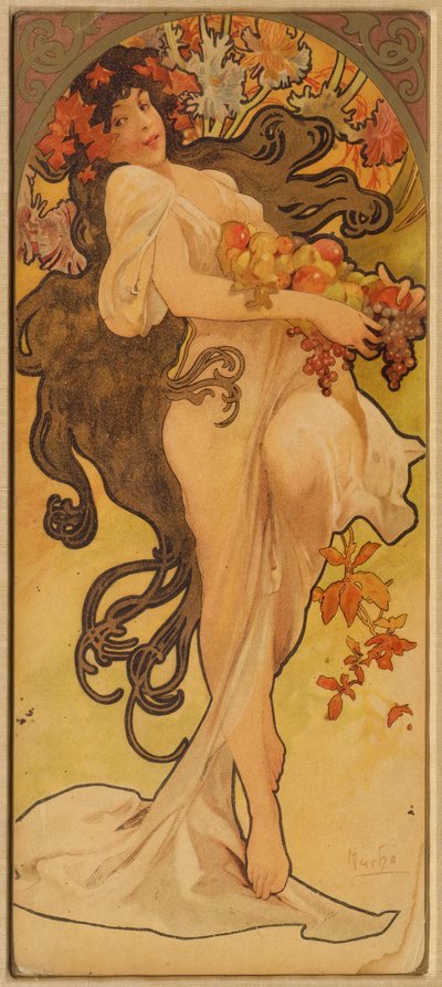 Høst fra serien Les Saisons, ca. 1900. av Alphonse Mucha