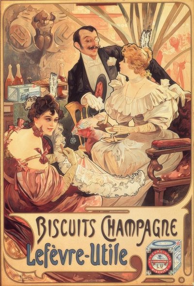 Champagne / Lefèvre-Utile informasjonskapsler av Alphonse Mucha