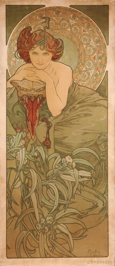 Emerald Fra serien The gems av Alphonse Mucha