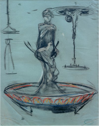 Design for en fontene og skisser av Alphonse Mucha
