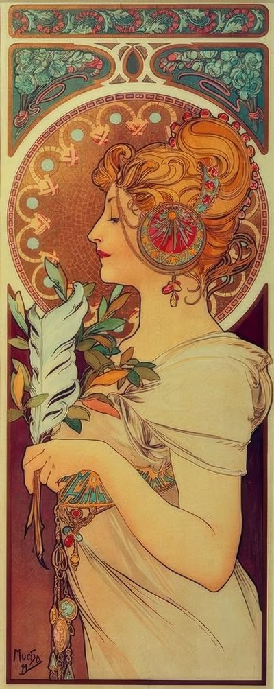 fjær av Alphonse Mucha