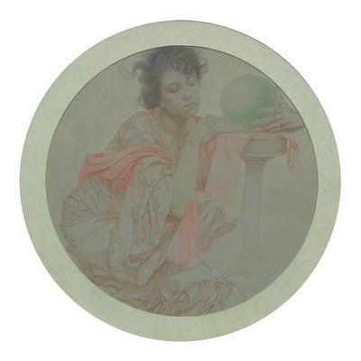 Spåkone med krystallkule. av Alphonse Mucha