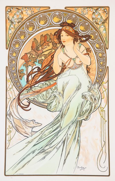 La Musica Fra serien The Arts, 1898. av Alphonse Mucha