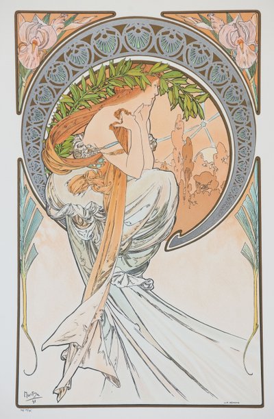 La Poesia Fra serien The Arts, 1898. av Alphonse Mucha