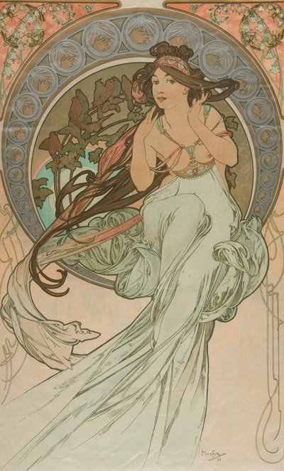 Musikk fra kunsten, 1898 av Alphonse Mucha