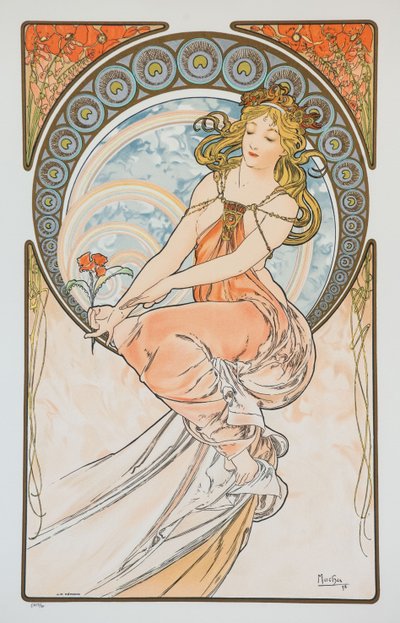 Maleri fra serien The Arts, 1898. av Alphonse Mucha