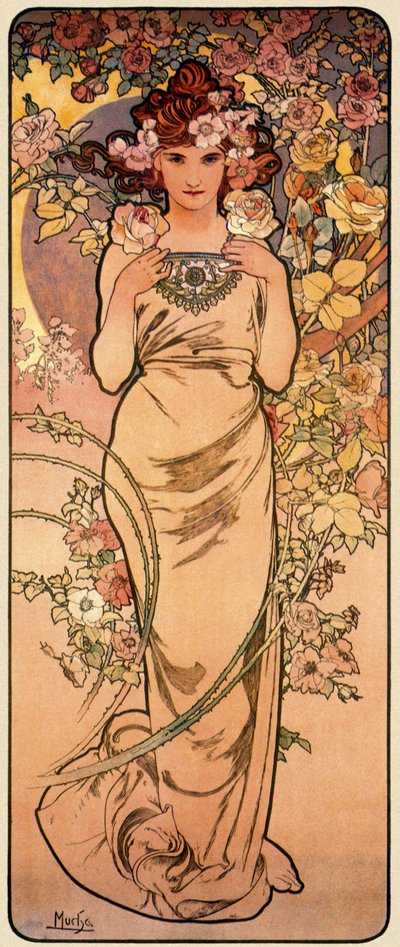 Rose, fra serien The Four Flowers, 1897 av Alphonse Mucha