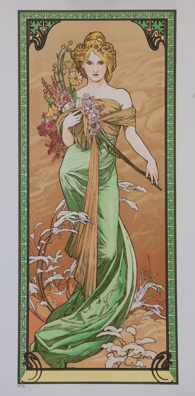 Spring fra serien Les Saisons, 1900. av Alphonse Mucha