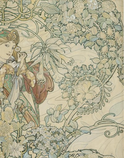 Tekstildesign av Alphonse Mucha