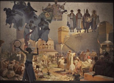 Innføringen av den slaviske liturgien Syklusen Det slaviske epos av Alphonse Mucha