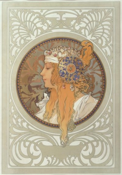 Bysantinsk hode: Blond av Alphonse Mucha