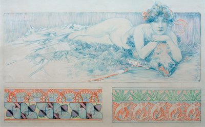 Foreløpig tegning for tabell 4 av Alphonse Mucha