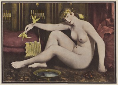 Mate fuglene (farge litho) av Alphonse Pellet
