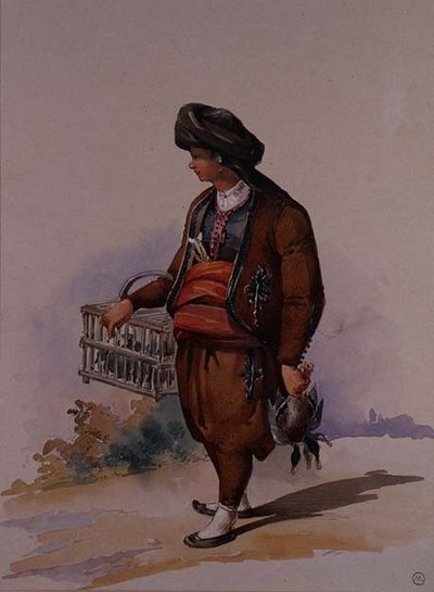 En andeselger, ca. 1855 av Amadeo Preziosi