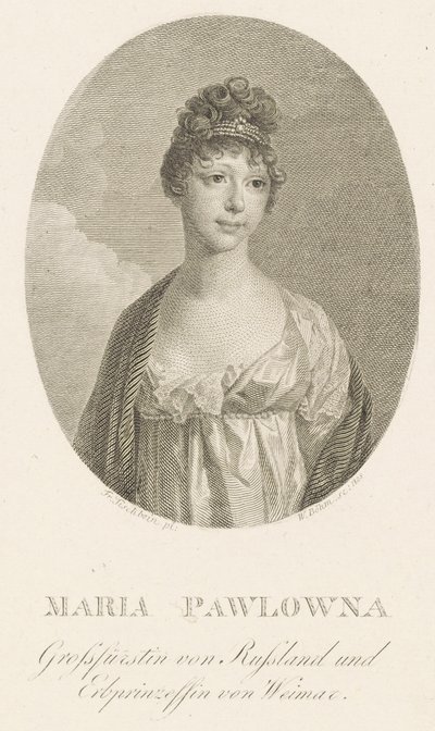 Storhertuginne Maria Pavlovna av Russland 1786-1859, storhertuginne av Sachsen-Weimar-Eisenach, 1808. av Amadeus Wenzel Boehm