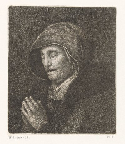 Gammel kvinne ber (Rembrandts mor) av Amalie Baader