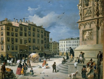 Amanzia Guerillot Inganni, Piazza del Duomo, 1850 av Amanzia Guérillot