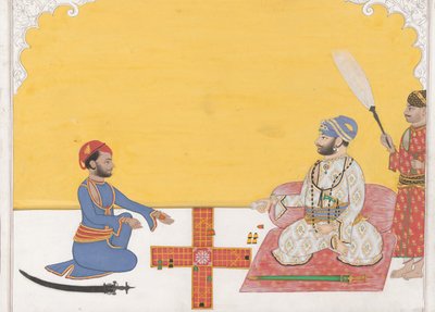 Maharaja Sovan Singh spiller Pachisi, K. 1868. av Ambav