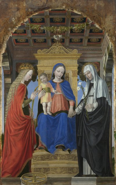 Jomfruen og barnet med den hellige Katarina av Alexandria og den hellige Katarina av Siena, ca. 1490 av Ambrogio Bergognone