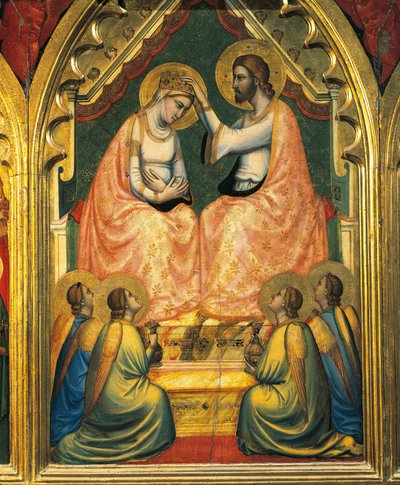 Jomfruens kroning (tempera på panel) av Ambrogio Bondone (workshop) Giotto