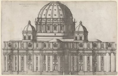 Langsgående utsikt over Peterskirken, Roma av Ambrogio Brambilla, after Michelangelo
