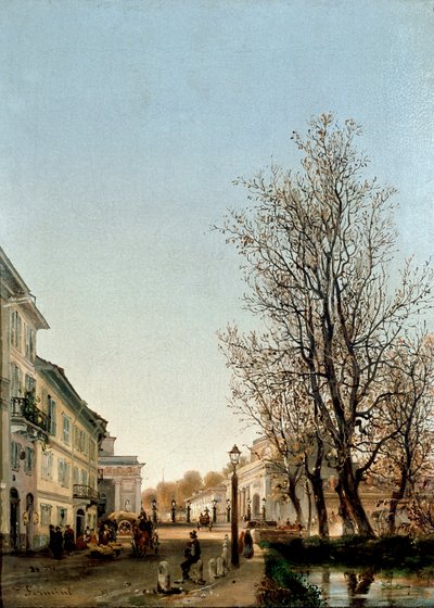 Utsikt over Porta Venezia-området, Milano (maleri, ca. 1850) av Ambrogio Fermini