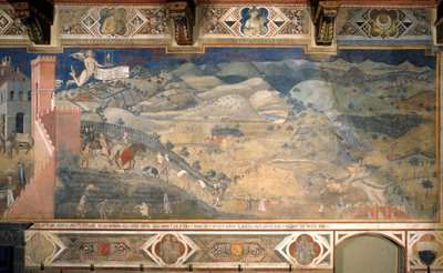 Effekter av god regjering på landsbygda Syklus av fresker Allegory of the Good and Bad Government, 1338-1339 av Ambrogio Lorenzetti