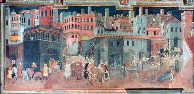 Effekter av god regjering på bylivet, detalj, c1330 av Ambrogio Lorenzetti