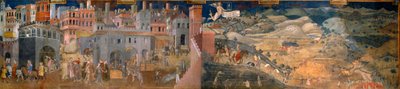 Effektene av god og dårlig regjering i by og land. Detalj om virkningene av god regjering i by og land. av Ambrogio Lorenzetti