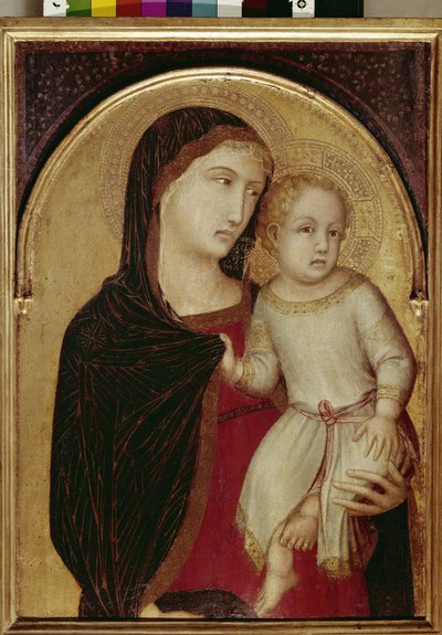 Jomfru og barn (tempera og bladgull på tre, ca. 1335) av Ambrogio Lorenzetti