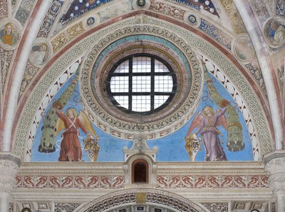 Engler med skjold som holder girlandere, ca. 1500-22 av Ambrogio da Fossano