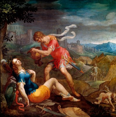 Tancrede døper Clorinde Illustrasjon til diktet «La jerusalem delivree»» av Torquato Tasso (kjent som Le Muche av Ambroise Dubois