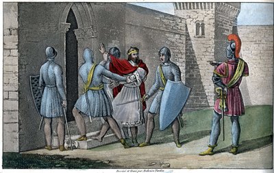 Charles III, «The Simple» (879-929), karolingisk dynasti. Detrone i 922 og tvunget til å redde seg selv, søkte han tilflukt hos Herbert II av Vermandois (ca. 880-943) som holdt ham fanget i slottet Peronne i 923. - Designet og gravert av Ambroise Tardi av Ambroise Tardieu