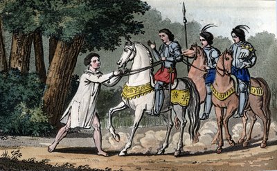 Charles VI fanget i galskap i Le Mans-skogen - Designet og gravert av Ambroise Tardieu i 1825. av Ambroise Tardieu