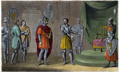 Chilperic II (670 - 721) ble plassert på tronen av Rainfroi i 715. Designet og gravert av Ambroise Tardieu i 1825. av Ambroise Tardieu