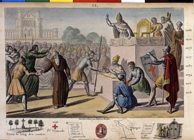 Gud vil ha det: ved konsilet i Clermont (i dag Clermont Ferrand (Clermont-Ferrand), Auvergne), forkynte eremitten Peter det første korstoget før pave Urban II av Ambroise Tardieu