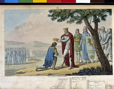 Henri I (1008 - 1060), Capetian-dynasti. Vinner av broren Robert le Vieux, han tilga ham og ga ham hertugdømmet Burgund i 1016 - Designet og gravert av Ambroise Tardieu i 1825. av Ambroise Tardieu