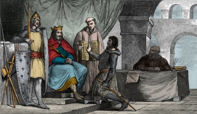 Louis II (848-79) Stammereren mottar en ed om troskap fra en adelig - av Ambroise Tardieu