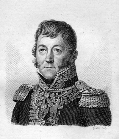 Portrett av Claude Prost (1764-1834), Baron of the Empire, brigadegeneral for artilleri - i "Portretter av franske generaler etter franskmennenes seire og erobringer"". Grav av Ambroise Tardieu i 1818. Stella Collection. av Ambroise Tardieu
