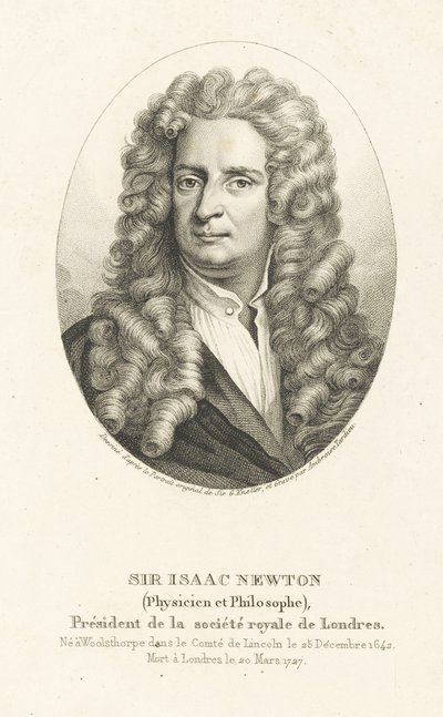 Portrett av Sir Isaac Newton 1642-1727, ca. 1830-1840. av Ambroise Tardieu